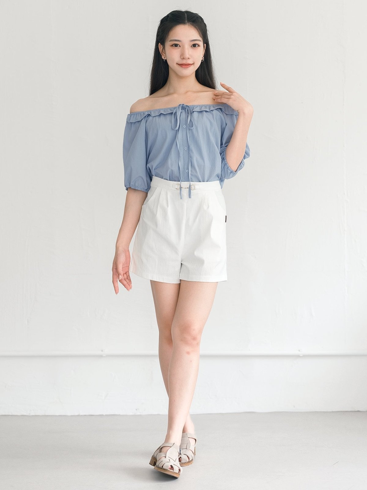 Taylor Two Way Tie Neck Blouse - DAG-G-220116BlueF - Sky Blue - F - D'ZAGE Designs