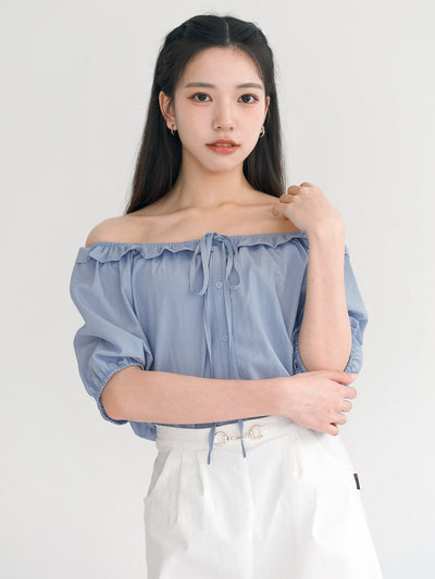 Taylor Two Way Tie Neck Blouse - DAG-G-220116BlueF - Sky Blue - F - D'ZAGE Designs