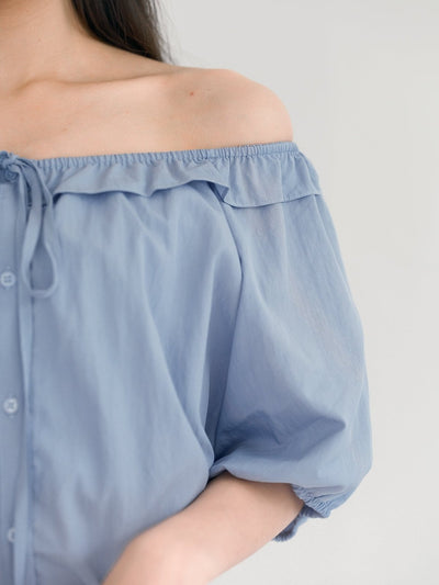 Taylor Two Way Tie Neck Blouse - DAG-G-220116BlueF - Sky Blue - F - D'ZAGE Designs