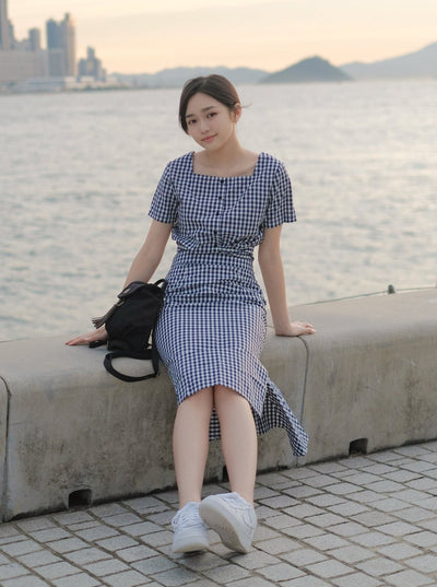 Alise Checkered Two-Way Top Navy - DAG-DD8657-21ClassicNavyS - Blue White Checkers - S - D'ZAGE Designs
