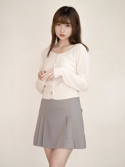 Taya Round Neck Button Up Top - DAG-G-220084IvoryF - Mochi Ivory - F - D'ZAGE Designs