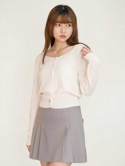 Taya Round Neck Button Up Top - DAG-G-220084IvoryF - Mochi Ivory - F - D'ZAGE Designs