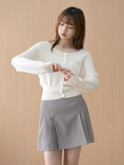 Taya Round Neck Button Up Top - DAG-G-220084IvoryF - Mochi Ivory - F - D'ZAGE Designs