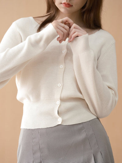 Taya Round Neck Button Up Top - DAG-G-220084IvoryF - Mochi Ivory - F - D'ZAGE Designs