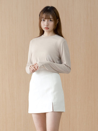 Nessa Super Soft Long Sleeve Modal Top - DAG-G-220092IvoryF - Almond Cream - F - D'ZAGE Designs