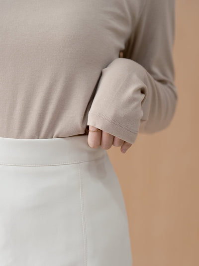 Nessa Super Soft Long Sleeve Modal Top - DAG-G-220092IvoryF - Almond Cream - F - D'ZAGE Designs