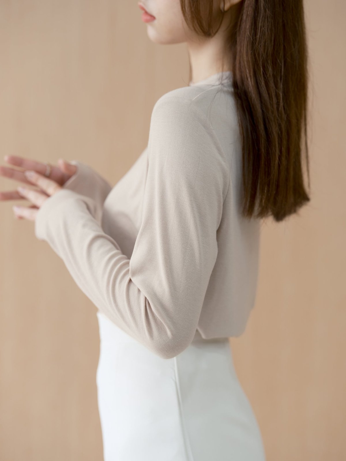 Nessa Super Soft Long Sleeve Modal Top - DAG-G-220092IvoryF - Almond Cream - F - D'ZAGE Designs