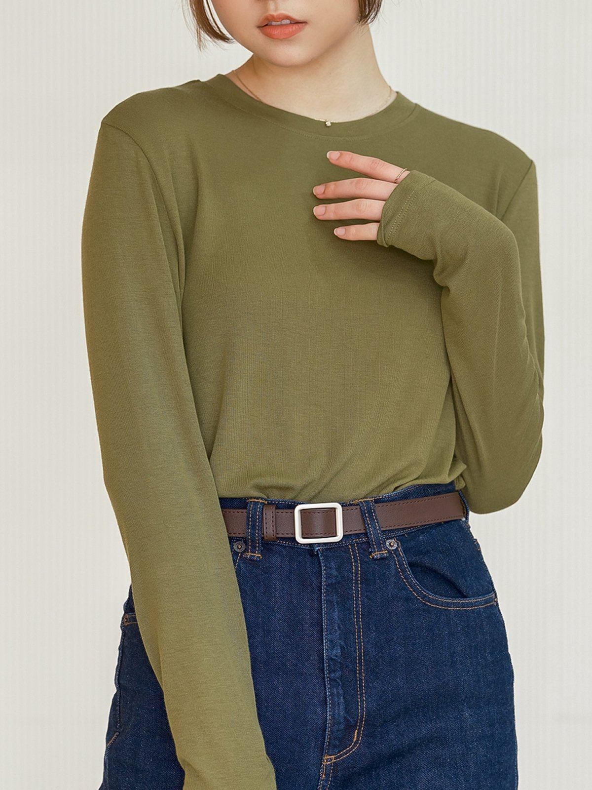 Nessa Super Soft Long Sleeve Modal Top - DAG-G-220092OliveF - Olive - F - D'ZAGE Designs