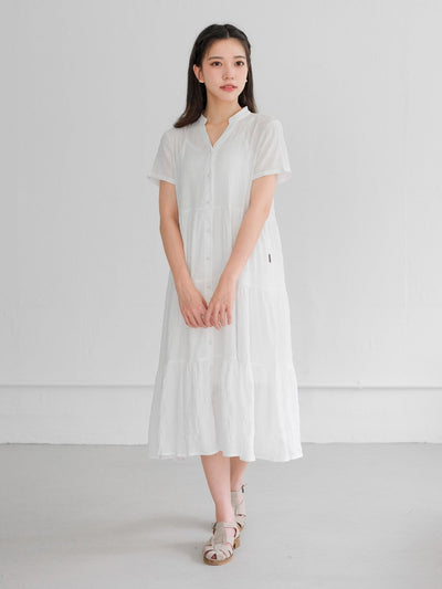 Skye Tiered Button Front Midi Dress - DAG-DD9150-22IvoryF - Mochi Ivory - F - D'ZAGE Designs