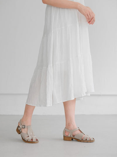Skye Tiered Button Front Midi Dress - DAG-DD9150-22IvoryF - Mochi Ivory - F - D'ZAGE Designs