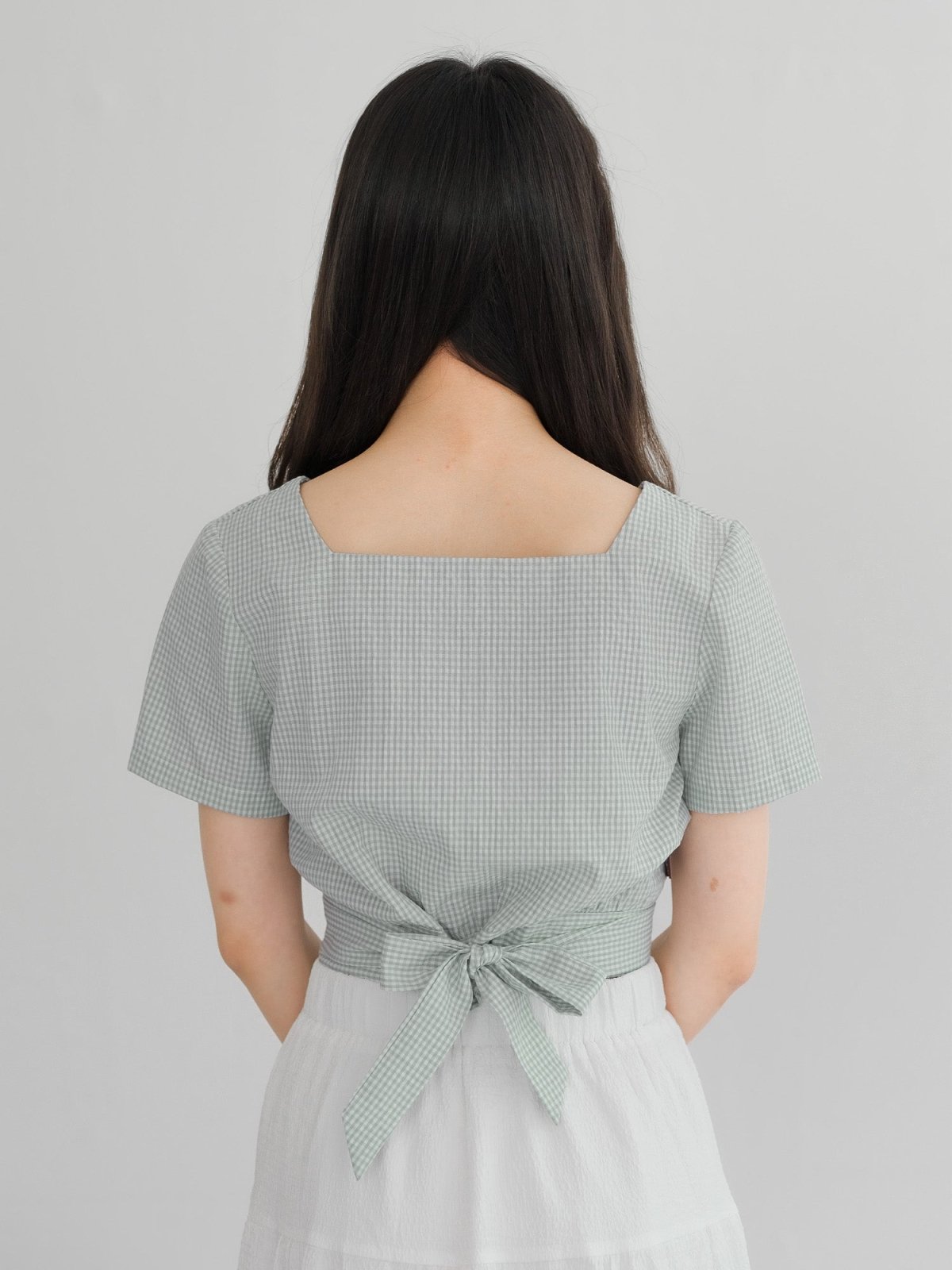 Alise Checkered Two-Way Top - DAG-DD8657-21LtGreenGinhamS - Mint White Checkers - S - D'ZAGE Designs