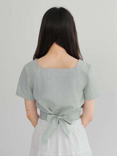Alise Checkered Two-Way Top - DAG-DD8657-21LtGreenGinhamS - Mint White Checkers - S - D'ZAGE Designs