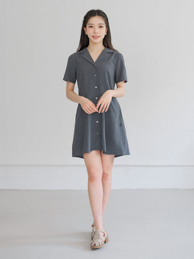 Levi Notch Collared Mini Dress - DAG-DD9450-22IndigoF - Indigo - F - D'ZAGE Designs
