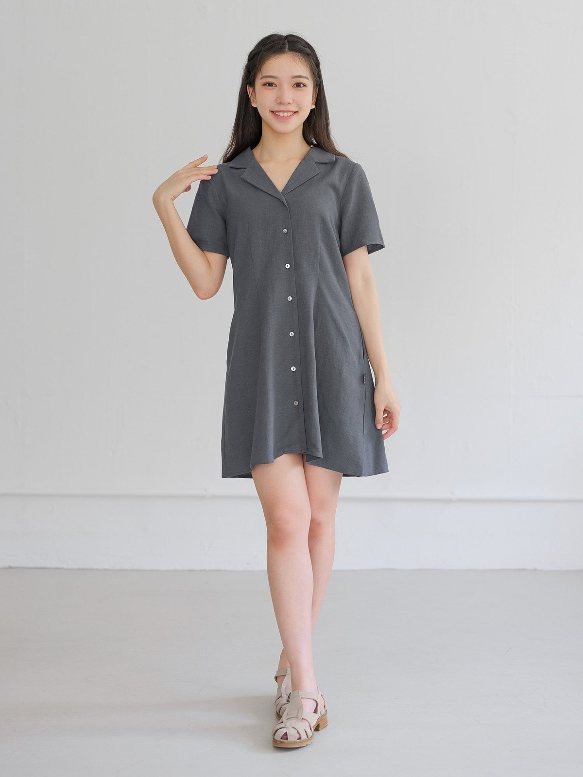 Levi Notch Collared Mini Dress - DAG-DD9450-22IndigoF - Indigo - F - D'ZAGE Designs