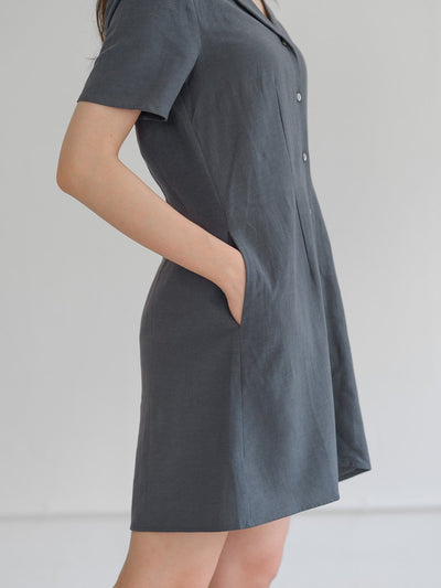 Levi Notch Collared Mini Dress - DAG-DD9450-22IndigoF - Indigo - F - D'ZAGE Designs