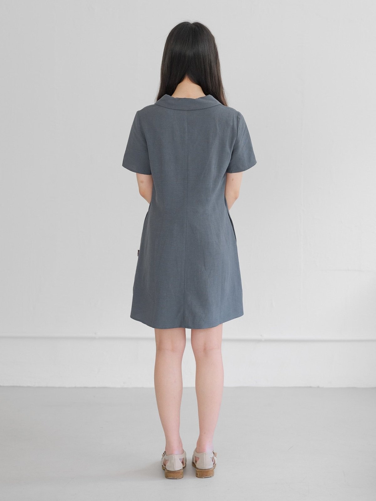 Levi Notch Collared Mini Dress - DAG-DD9450-22IndigoF - Indigo - F - D'ZAGE Designs