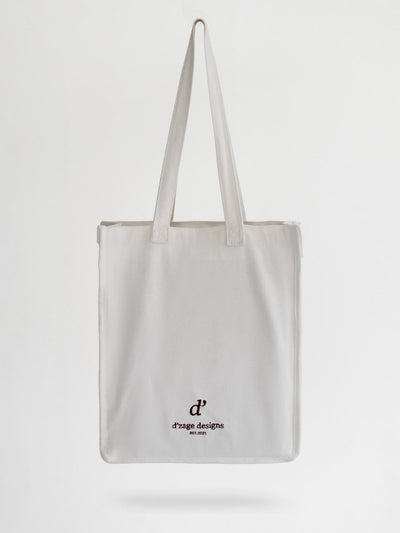 D'zage Embroidered Tote Bag - DAG-8-A0182-23IvoryF - Mochi Ivory - F - D'ZAGE Designs