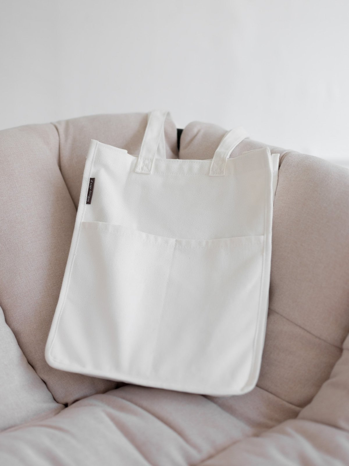 D'zage Embroidered Tote Bag - DAG-8-A0182-23IvoryF - Mochi Ivory - F - D'ZAGE Designs
