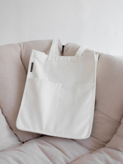 D'zage Embroidered Tote Bag - DAG-8-A0182-23IvoryF - Mochi Ivory - F - D'ZAGE Designs