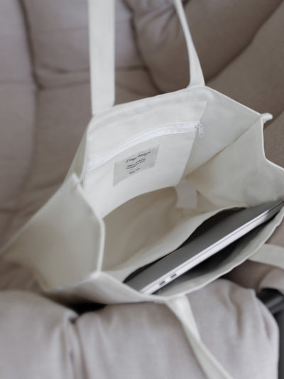 D'zage Embroidered Tote Bag - DAG-8-A0182-23IvoryF - Mochi Ivory - F - D'ZAGE Designs