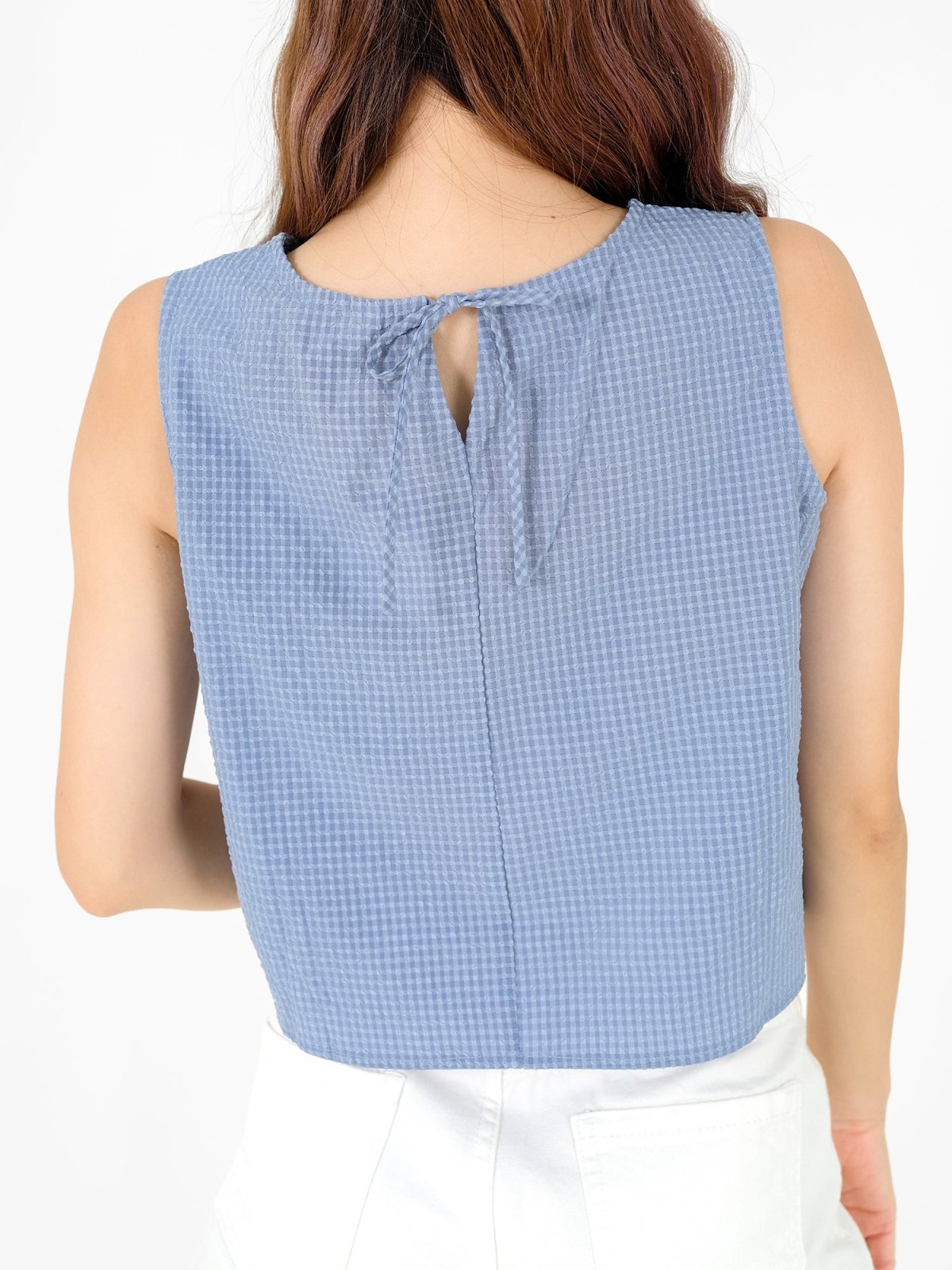 Mia Textured Checker Top - DAG-DD9524-22BlueF - Baby Blue - F - D'ZAGE Designs