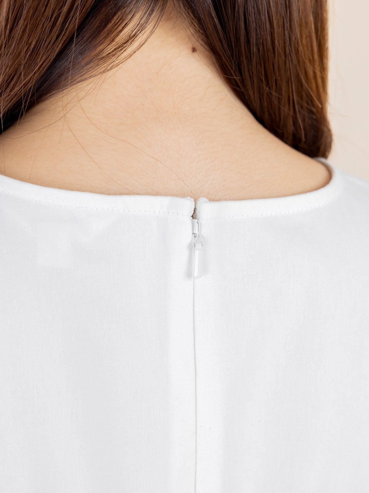 Tiff Elastic Waist Short Sleeve Dress - DAG-DD9449-22MochiIvoryF - Marshmallow White - F - D'ZAGE Designs