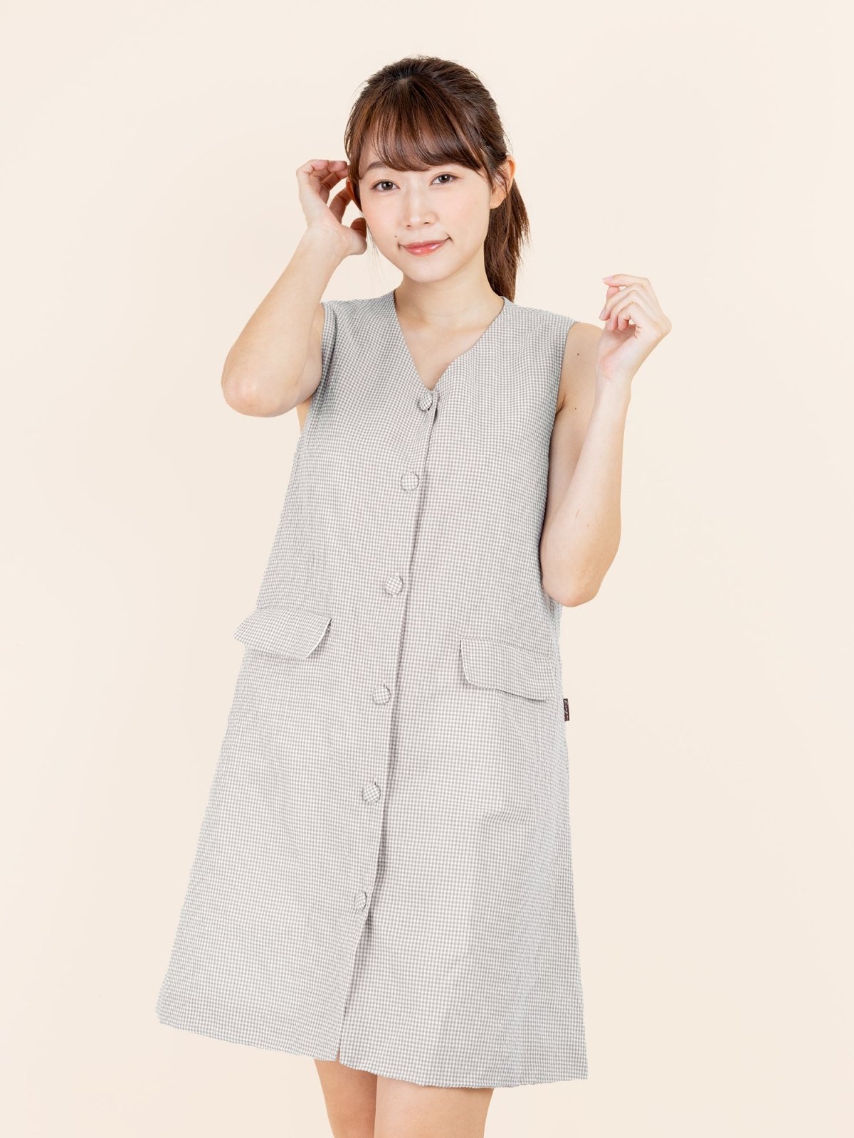 Naomi Plaid A-line Dress - DAG-DD8897-21GrayGinghamF - Gray - F - D'ZAGE Designs