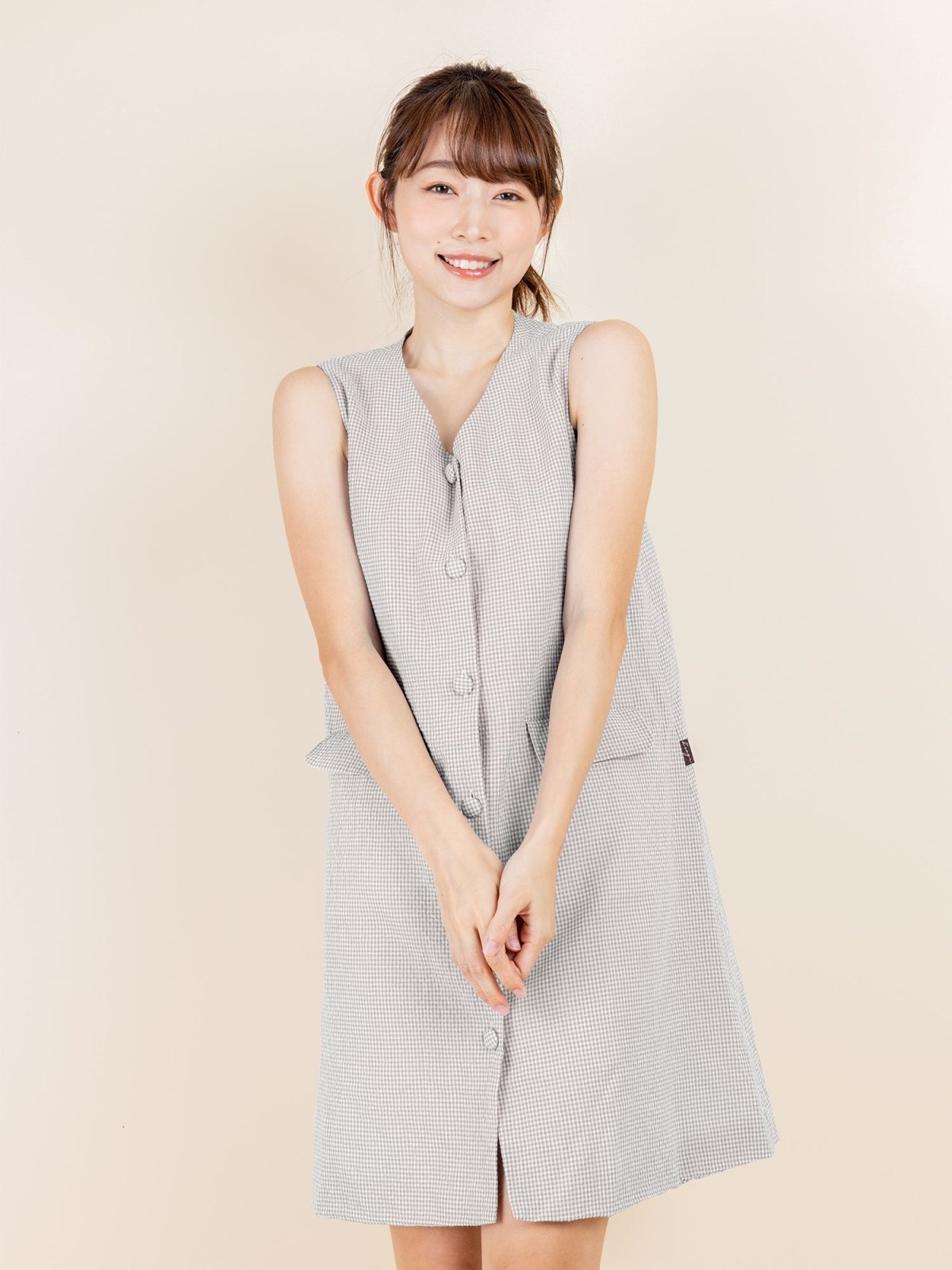 Naomi Plaid A-line Dress - DAG-DD8897-21GrayGinghamF - Gray - F - D'ZAGE Designs