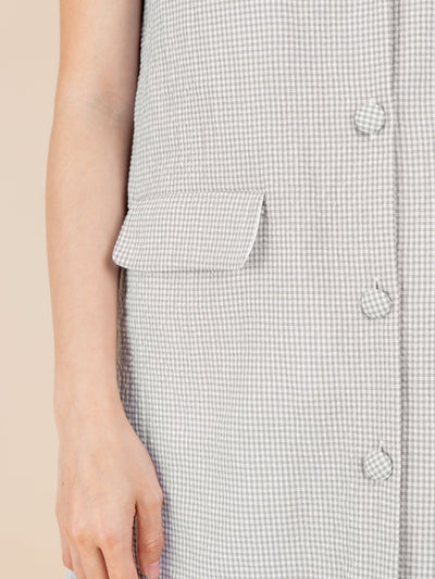 Naomi Plaid A-line Dress - DAG-DD8897-21GrayGinghamF - Gray - F - D'ZAGE Designs