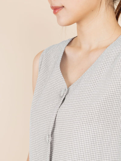 Naomi Plaid A-line Dress - DAG-DD8897-21GrayGinghamF - Gray - F - D'ZAGE Designs