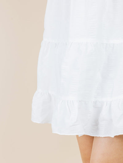 Katy Textured Tiered Mini Dress - DAG-DD8517-21MochiIvoryF - Marshmallow White - F - D'ZAGE Designs