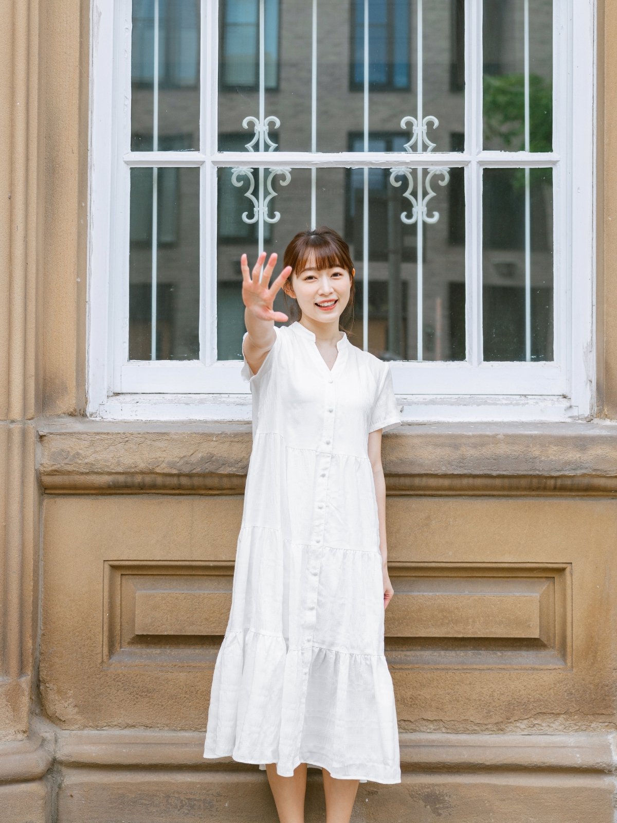 Skye Tiered Button Front Midi Dress - DAG-DD9150-22IvoryF - Mochi Ivory - F - D'ZAGE Designs