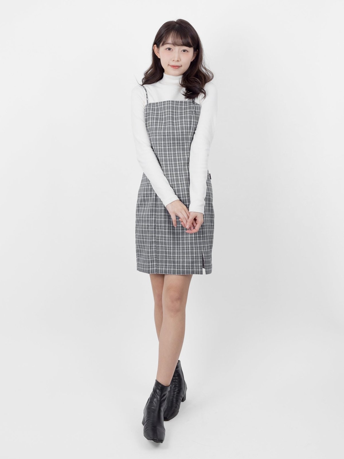 Emma Slim Cut Strap Mini Dress - DAG-DD9898-22GrayS - Gray - S - D'ZAGE Designs