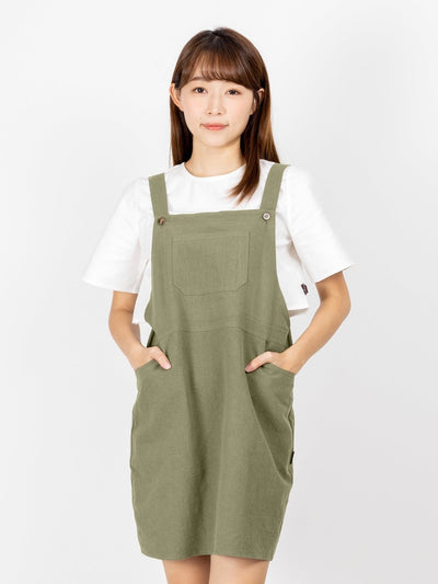 Sana Dungaree Mini Dress - DAG-DD9475-22KhakiF - Matcha Green - F - D'ZAGE Designs