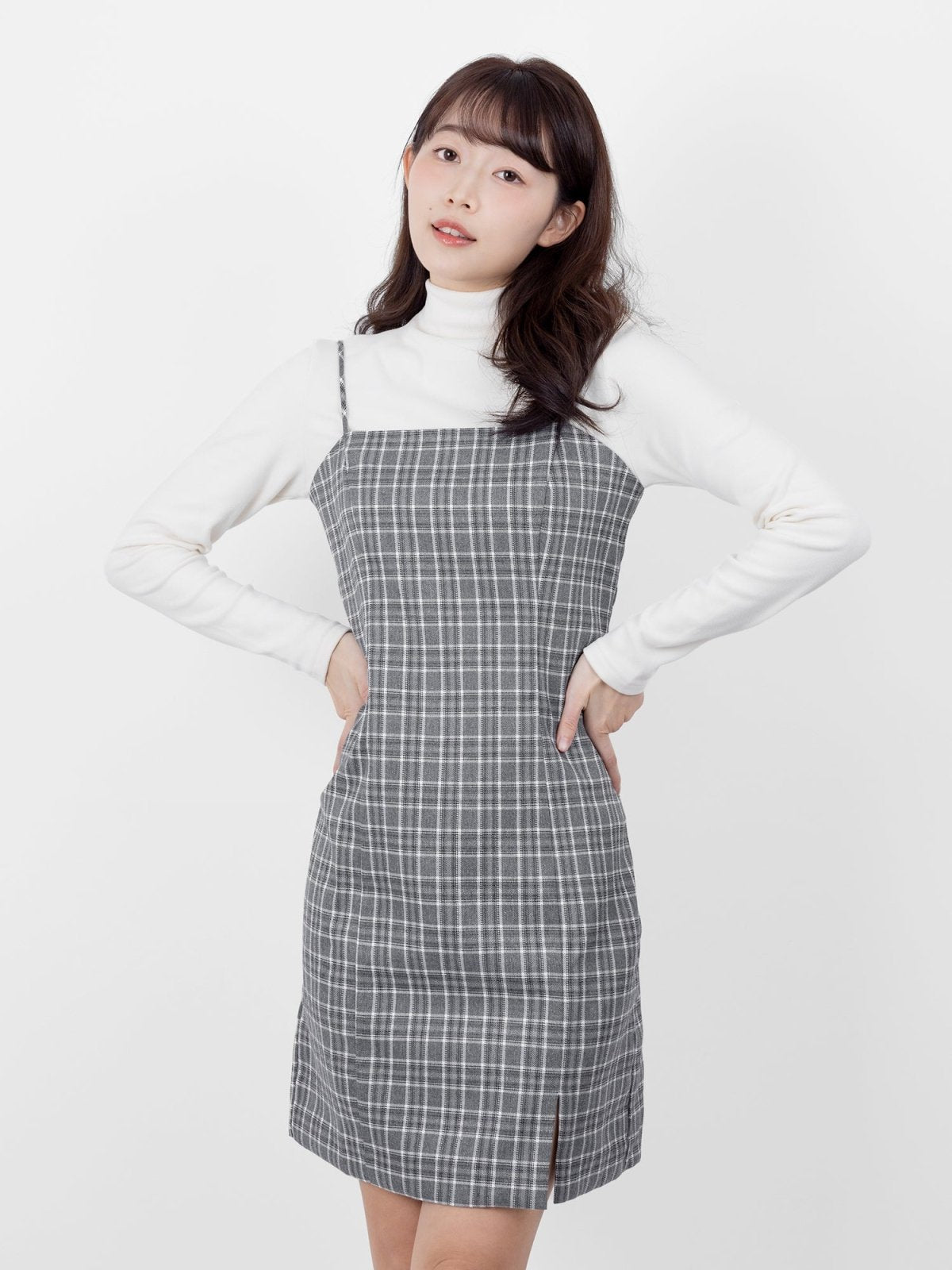 Emma Slim Cut Strap Mini Dress - DAG-DD9898-22GrayS - Gray - S - D'ZAGE Designs