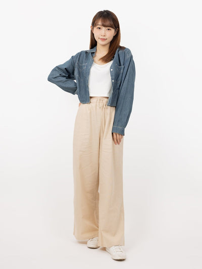 Denim Crop Shirt - DAG-G-9638-22DenimF - Denim - F - D'ZAGE Designs