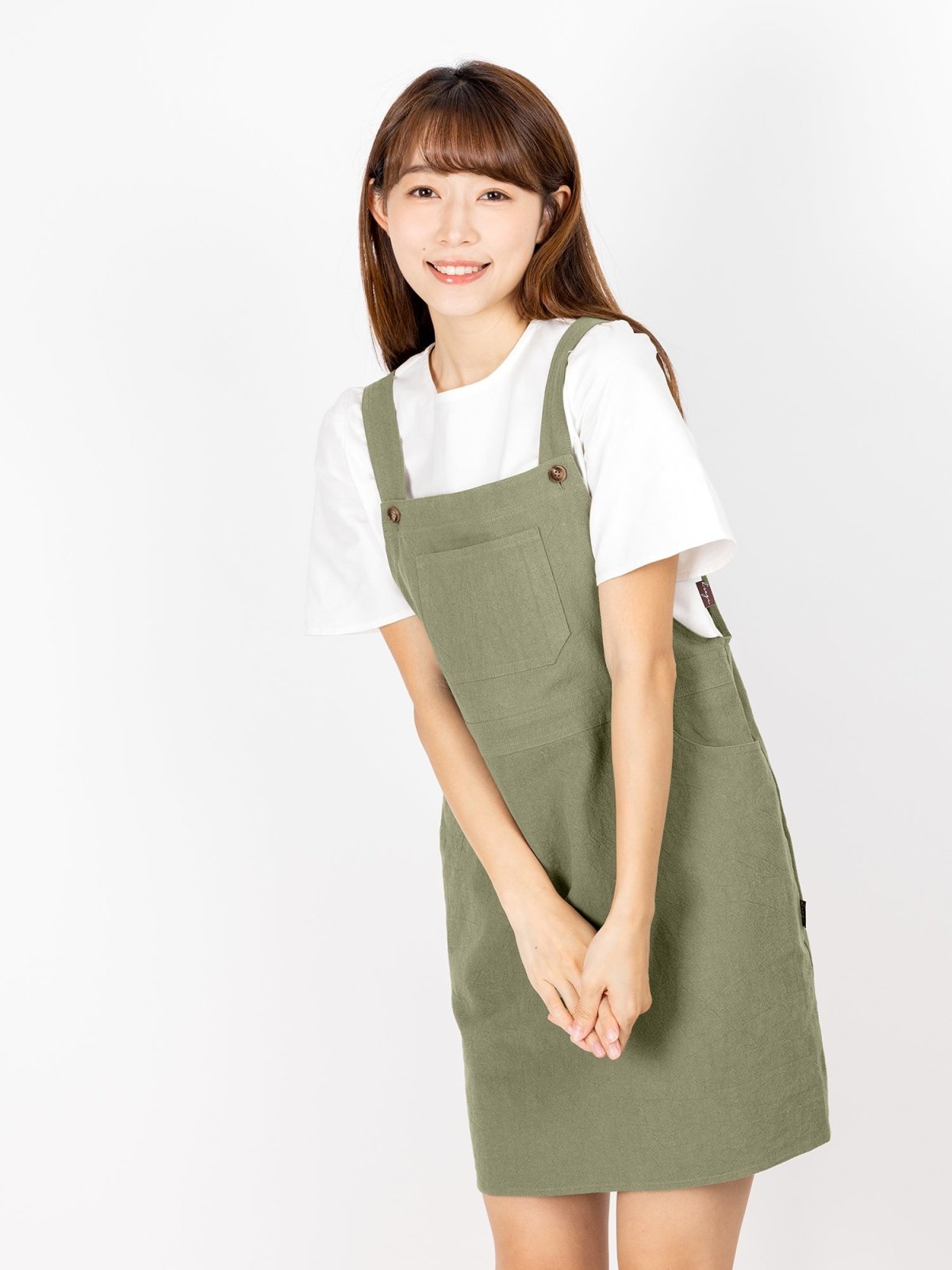 Sana Dungaree Mini Dress - DAG-DD9475-22KhakiF - Matcha Green - F - D'ZAGE Designs