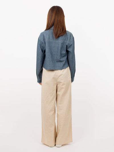 Denim Crop Shirt - DAG-G-9638-22DenimF - Denim - F - D'ZAGE Designs