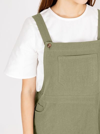 Sana Dungaree Mini Dress - DAG-DD9475-22KhakiF - Matcha Green - F - D'ZAGE Designs