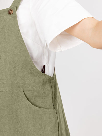 Sana Dungaree Mini Dress - DAG-DD9475-22KhakiF - Matcha Green - F - D'ZAGE Designs