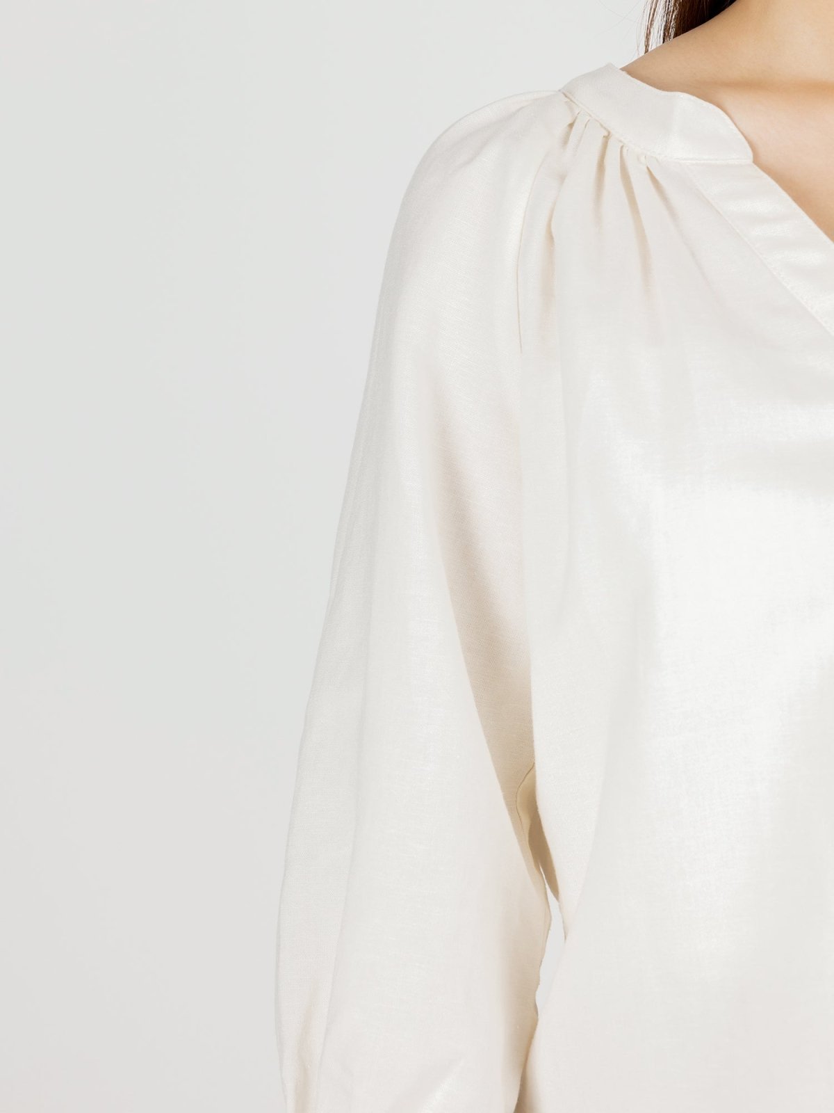 Casey Button Down Notch Neck Blouse - DAG-DD9504-22MochiIvoryF - Mochi Ivory - F - D'ZAGE Designs