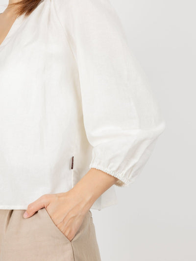 Casey Button Down Notch Neck Blouse - DAG-DD9504-22MochiIvoryF - Mochi Ivory - F - D'ZAGE Designs