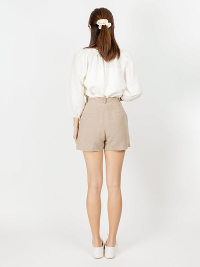 Casey Button Down Notch Neck Blouse - DAG-DD9504-22MochiIvoryF - Mochi Ivory - F - D'ZAGE Designs