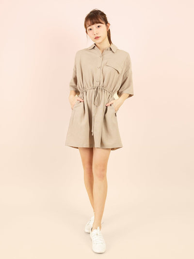 Lainey Adjustable Mini Dress - DAG-DD9146-22CreamF - Beige - F - D'ZAGE Designs