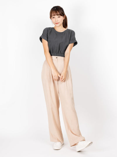Tianna Cropped Elastic Waist Top - DAG-DD9479-22-IndigoF - Gray - F - D'ZAGE Designs