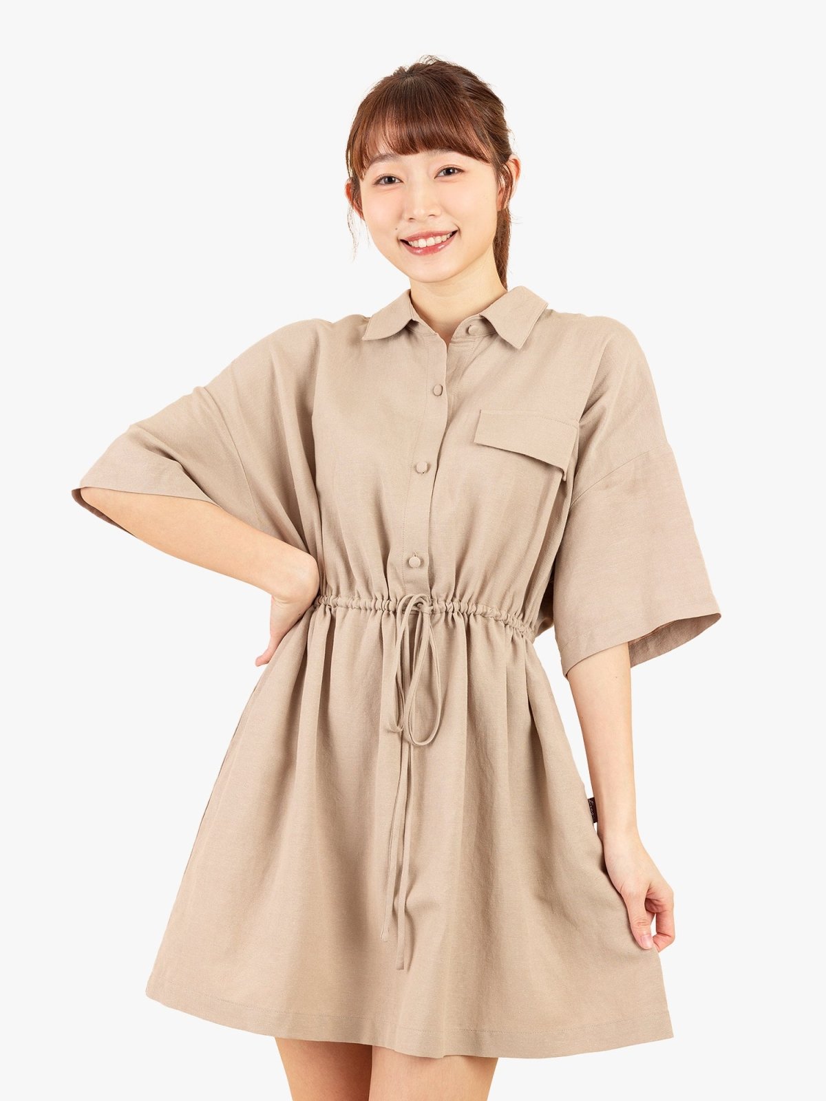 Lainey Adjustable Mini Dress - DAG-DD9146-22CreamF - Beige - F - D'ZAGE Designs