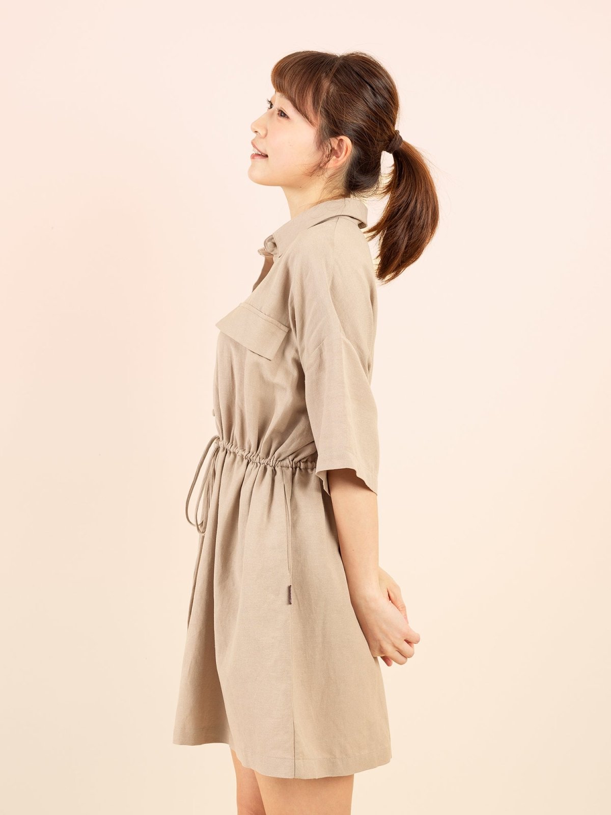 Lainey Adjustable Mini Dress - DAG-DD9146-22CreamF - Beige - F - D'ZAGE Designs