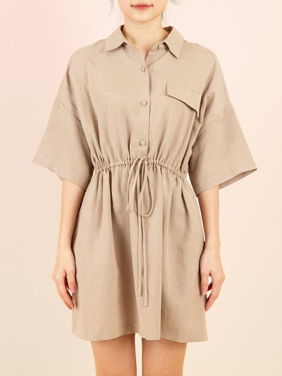 Lainey Adjustable Mini Dress - DAG-DD9146-22CreamF - Beige - F - D'ZAGE Designs