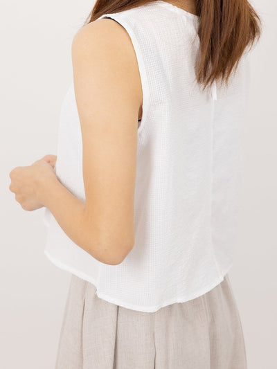 Mia Textured Checker Top - DAG-DD9524-22MochiIvoryF - Mochi Ivory - F - D'ZAGE Designs
