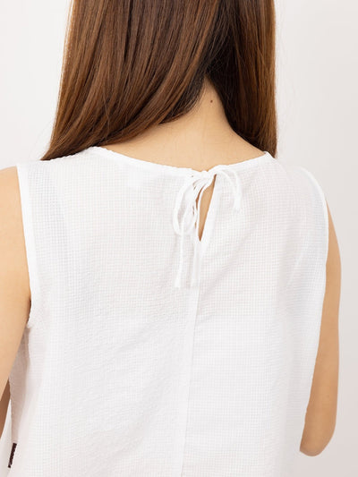 Mia Textured Checker Top - DAG-DD9524-22MochiIvoryF - Mochi Ivory - F - D'ZAGE Designs